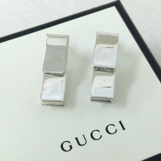 Gucci - GUCCI グッチ シルバー 925 ピアス チェーン プレート イタリア製