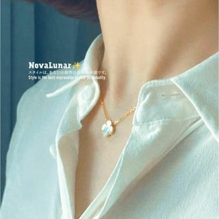 ヴァンクリーフアンドアーペル(Van Cleef & Arpels)の✨ van k18 四つ葉 白蝶貝 ネックレス ホワイト オニキス(ネックレス)