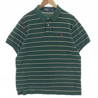 ラルフローレン(Ralph Lauren)の古着 ラルフローレン Ralph Lauren POLO by Ralph Lauren CUSTOM FIT 半袖 ボーダー ポロシャツ メンズXXL /eaa400384(ポロシャツ)