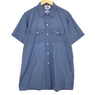 ディッキーズ(Dickies)の古着 90年代 ディッキーズ Dickies 半袖 シャンブレーワークシャツ USA製 メンズL ヴィンテージ /eaa451975(シャツ)