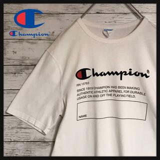 Champion - 【肉厚】チャンピオン　センターデカロゴTシャツ　袖ワッペン　ホワイト　A625