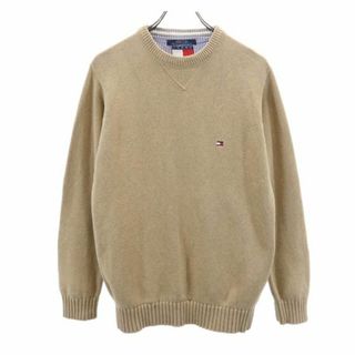 トミーヒルフィガー(TOMMY HILFIGER)のトミーヒルフィガー 90s オールド ワンポイント刺繍 長袖 セーター XS ベージュ系 TOMMY HILFIGER ニット メンズ(ニット/セーター)