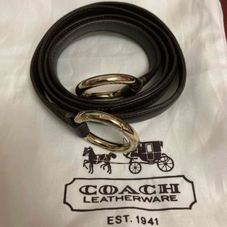 コーチ(COACH)のcoach ショルダーストラップ　ダークブラウンxプラチナゴールド(ショルダーバッグ)