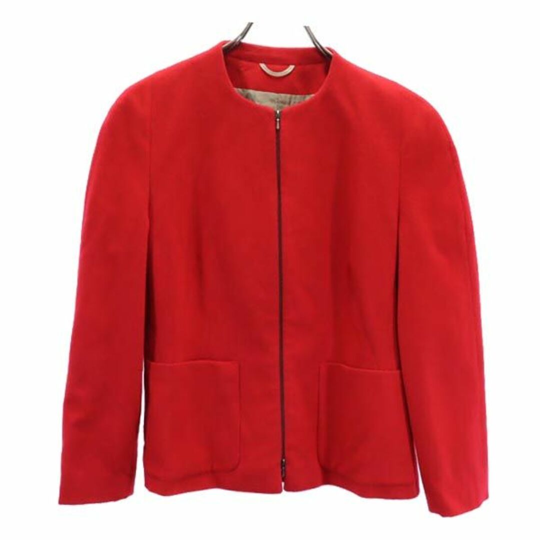 Bally - バリー ウールブレンド ノーカラージャケット USA6 レッド系 BALLY レディース