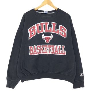 古着 90年代 スターター Starter NBA CHICAGO BULLS シカゴブルズ プリントスウェットシャツ トレーナー USA製 メンズXL ヴィンテージ /eaa438877(スウェット)