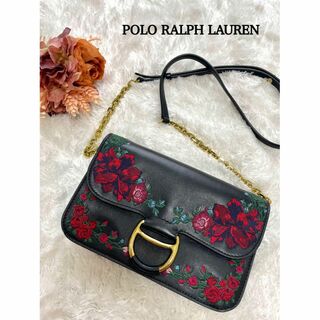 POLO RALPH LAUREN - 【美品✨】ポロラルフローレン  ショルダー バッグ 花柄 刺繍 チェーン カバン