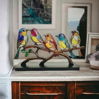 ハチドリ　オブジェ ステンドグラス風　アンティーク インテリア ビンテージ　鳥