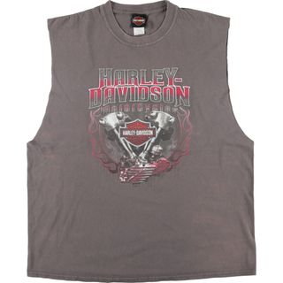 ハーレーダビッドソン(Harley Davidson)の古着 ハーレーダビッドソン Harley-Davidson カットオフ モーターサイクル バイクTシャツ メンズXL /eaa453560(Tシャツ/カットソー(半袖/袖なし))