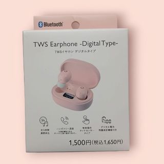 ダイソー(DAISO)のDAISO THREEPPY　TWSイヤホン　デジタルタイプ　ピンク(ヘッドフォン/イヤフォン)