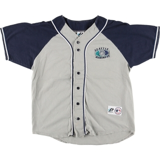 古着 Dynasty MLB SEATTLE MARINERS シアトルマリナーズ ラグラン ゲームシャツ ベースボールシャツ メンズL /eaa452060(シャツ)