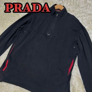 プラダ(PRADA)の【ＸＬサイズ】プラダスポーツ ハーフジップカットソー ラバータグ 黒 165(Tシャツ/カットソー(七分/長袖))