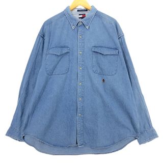 トミーヒルフィガー(TOMMY HILFIGER)の古着 90年代~ トミーヒルフィガー TOMMY HILFIGER 長袖 ボタンダウンデニムシャツ メンズXL ヴィンテージ /eaa453031(シャツ)