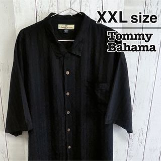 Tommy Bahama　半袖シャツ　シルク　ブラック　チェック柄　USA古着(シャツ)