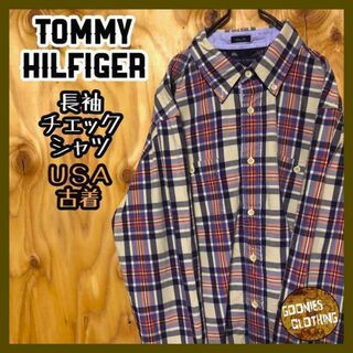 トミーヒルフィガー(TOMMY HILFIGER)のトミーヒルフィガー ボタンダウン チェック シャツ 長袖 USA古着 90s(シャツ)