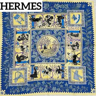 エルメス(Hermes)の★HERMES★ スカーフ カレ90 神々の音楽 シルク クリームイエロー(バンダナ/スカーフ)
