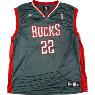 アディダス(adidas)の古着 アディダス adidas NBA MILWAUKEE BUCKS ミルウォーキーバックス Vネック メッシュ ゲームシャツ レプリカユニフォーム メンズXXL /eaa452056(タンクトップ)