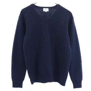 ランバン(LANVIN)のランバン ウール 長袖 Vネック ニット 48 ネイビー LANVIN セーター メンズ(ニット/セーター)