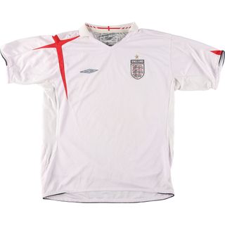 アンブロ(UMBRO)の古着 00年代 アンブロ UMBRO イングランド代表 OFFICIALENGLAND TEAM PROJECT 2005-2007 Vネック 襟付き サッカーユニフォーム ゲームシャツ メンズL /eaa452051(Tシャツ/カットソー(半袖/袖なし))