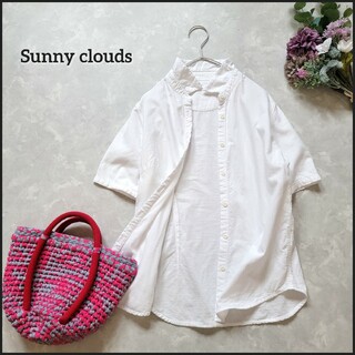 Sunny clouds（FELISSIMO） - サニークラウズ●ダブルガーゼ仕立て♪シンプル無地シワ加工ラウンド裾半袖白シャツ
