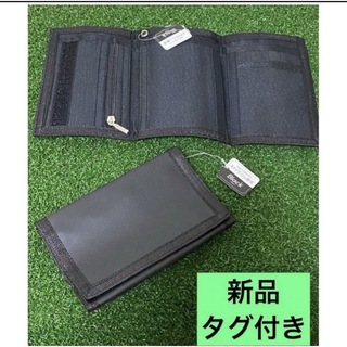 財布　メンズ　三つ折り　合皮　黒　1個　軽量　マジックテープ　【新品】(折り財布)