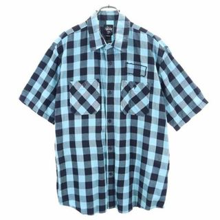 STUSSY - ステューシー チェック 半袖 シャツ L グリーン系 STUSSY メンズ