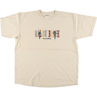 アンビル(Anvil)の古着 00年代 アンビル Anvil MALIBU BEACH 刺繍Tシャツ USA製 メンズXL /eaa452769(Tシャツ/カットソー(半袖/袖なし))