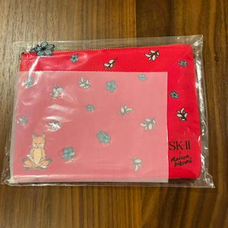 SK-II - SK-II ノベルティ メゾンキツネ ポーチ　赤　 未開封品  エスケーツー