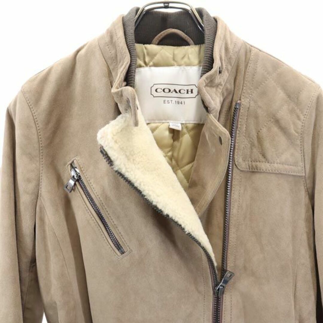 COACH - コーチ 牛革 スエード レザージャケット XS ベージュ系 COACH - コーチ 牛革 スエード レザージャケット XS ベージュ系