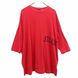 ステューシー(STUSSY)のステューシー 日本製 半袖 Tシャツ S レッド系 STUSSY オーバーサイズ ロンT メンズ(Tシャツ/カットソー(半袖/袖なし))