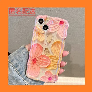 iPhone 15 ケース　ソフト　シリコン　油絵風　可愛い　花柄　おしゃれ(iPhoneケース)