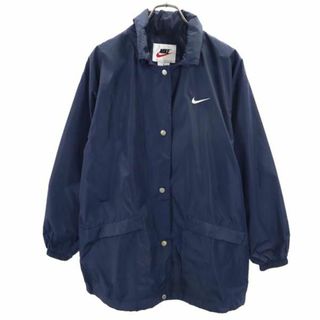 ナイキ(NIKE)のナイキ 90s 00s 白タグ オールド ナイロンジャケット L 紺 NIKE フード レディース(ナイロンジャケット)