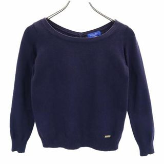 ブルーレーベルクレストブリッジ(BLUE LABEL CRESTBRIDGE)のブルーレーベルクレストブリッジ 三陽商会 コットンブレンド 長袖 ニット 36 ネイビー系 BLUE LABEL CRESTBRIDGE レディース(ニット/セーター)