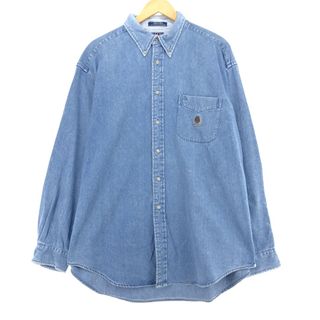 トミーヒルフィガー(TOMMY HILFIGER)の古着 90年代~ トミーヒルフィガー TOMMY HILFIGER 長袖 ボタンダウンデニムシャツ メンズXL ヴィンテージ /eaa453023(シャツ)