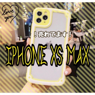 【iPhoneXSmax】イエロー iPhone 大人気 シンプル フレーム(iPhoneケース)