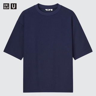 ユニクロU ルメール　エアリズムコットンオーバーサイズTシャツ 5分袖　S 黒(Tシャツ/カットソー(半袖/袖なし))