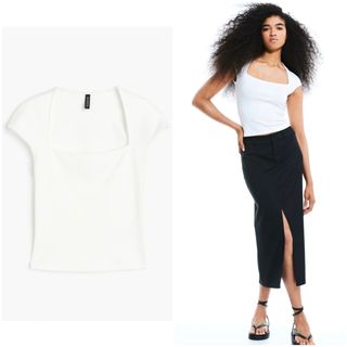 エイチアンドエム(H&M)のH&M キャップスリーブトップス(Tシャツ(半袖/袖なし))