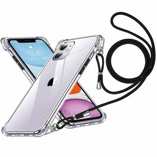 【在庫処分】iPhone 11 ケース クリア ネック ショルダー ストラップ付(その他)