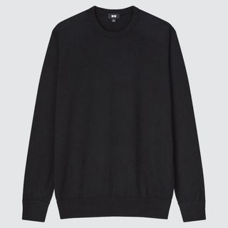 ユニクロ(UNIQLO)のユニクロ　エクストラファインメリノクルーネックセーター（長袖）Sサイズ　ブラック(ニット/セーター)