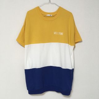 レディース トップス チュニック ワンピース 黄色 白 紺 M(Tシャツ(半袖/袖なし))