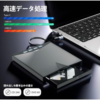 CD DVDドライブ 外付け USB HUB ポータブル 光学ドライブ(その他)