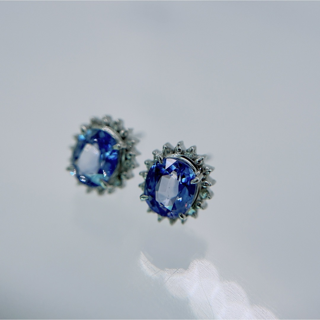 非加熱 希少石 ブルーサファイア 計2.43ct プラチナ ピアス 天然 非加熱 希少石 ブルーサファイア 計2.43ct プラチナ ピアス 天然
