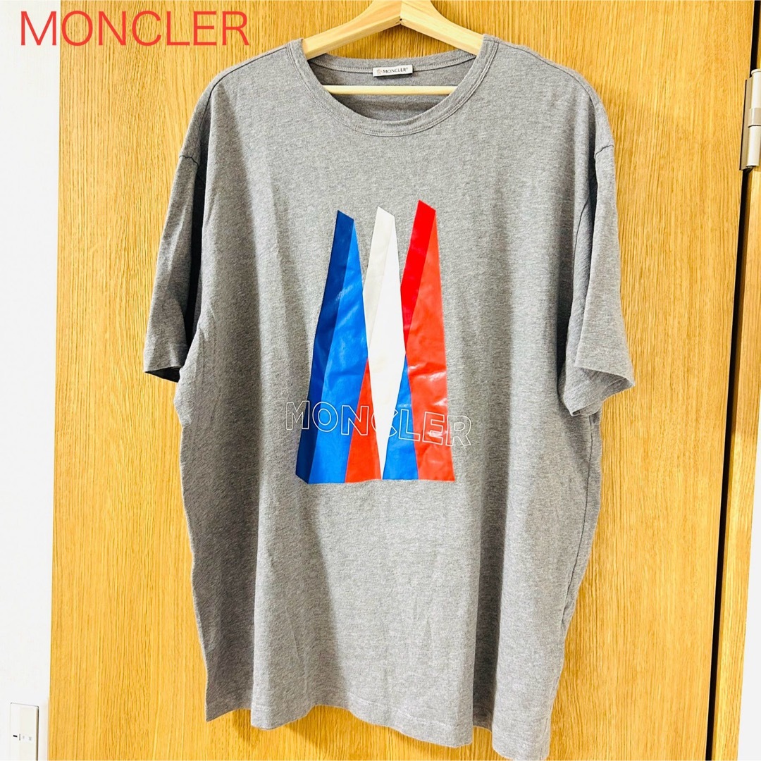 MONCLER モンクレール Tシャツ ロゴプリント グレー ビッグ MONCLER モンクレール Tシャツ ロゴプリント グレー ビッグ