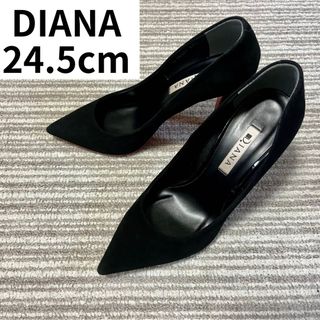 ダイアナ DIANA パンプス 黒 スエード 24.5cm