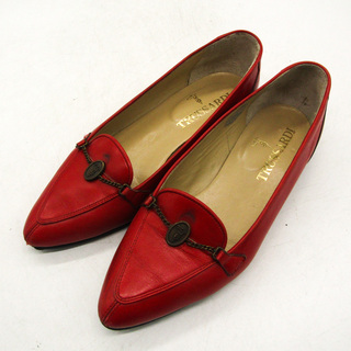 トラサルディ(Trussardi)のトラサルディ ローファー スリッポン ブランド シューズ 靴 赤 レディース 35.5サイズ レッド TRUSSARDI(ローファー/革靴)