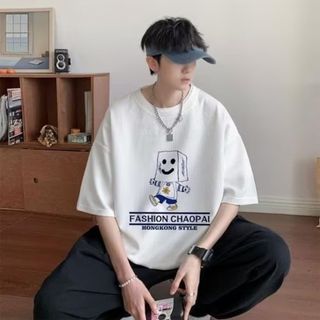 半袖Tシャツ プリント ストリート シンプル 大きめ ユニセックス 白 XL(Tシャツ/カットソー(半袖/袖なし))