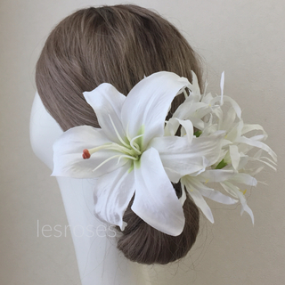 カサブランカの髪飾り　ウエディングドレス　白無垢　打掛　成人式　和婚　髪飾り(ヘアピン)