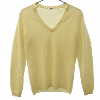 ユニクロ(UNIQLO)のユニクロ カシミヤ100% 長袖 Vネック ニット M ホワイト UNIQLO +J セーター メンズ(ニット/セーター)