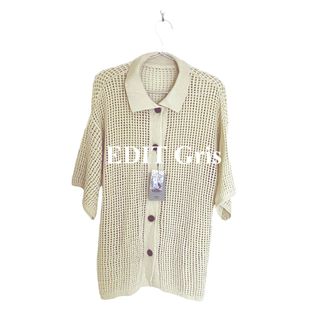 新品☆EDIT Gris エディットグリ　ルーズメッシュ半袖シャツカーディガン(カーディガン)