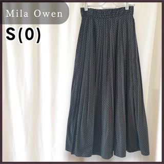 ミラオーウェン(Mila Owen)のミラオーウェン プリーツスカート ロング ドット サイズ0S ブラック 綺麗め(ロングスカート)