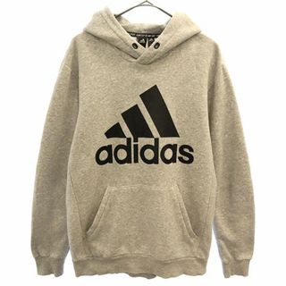 アディダス(adidas)のアディダス プリント 長袖 スウェットパーカー M グレー×ブラック adidas メンズ(パーカー)